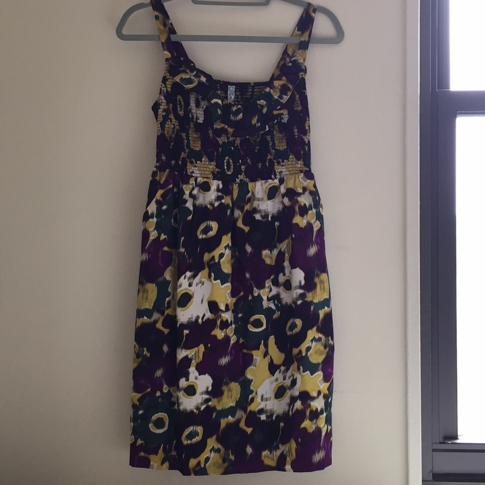 Anthropologie Maeve 100% Silk Floral Ruffle Dress